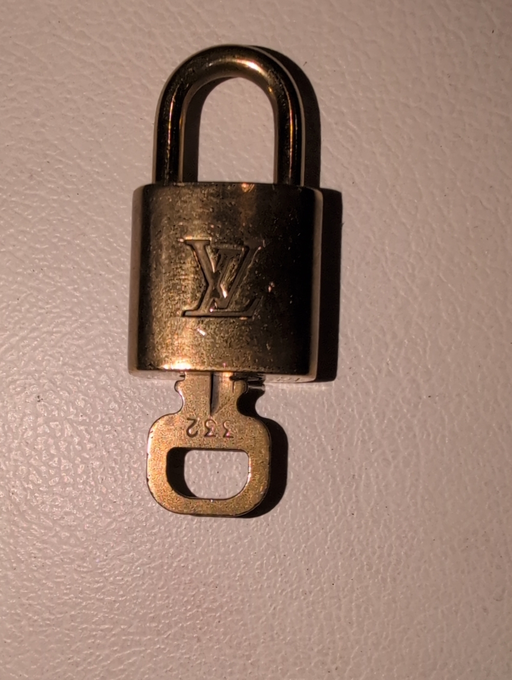 Louis Vuitton Gold-tone LV Logo Padlock with Key # 322